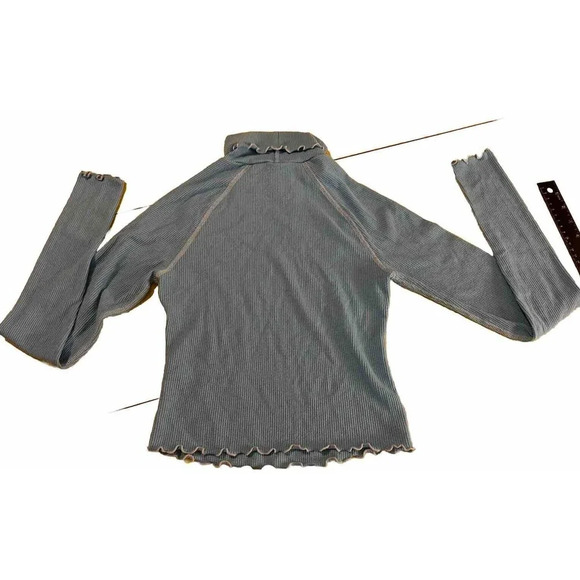 Out from under Frilly Turtle Neck Y2K 00s Vibes l/s blue comfy cozy top small - Picture 2 of 5